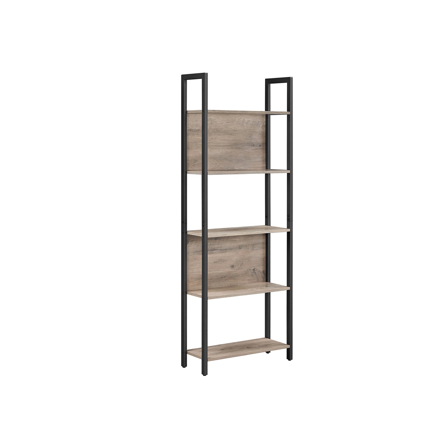 Industrial Style Greige Bookshelf with 5 Shelves