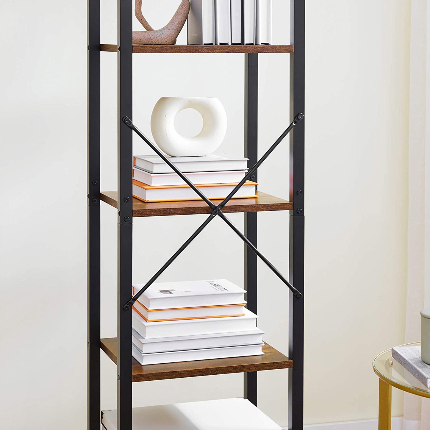 6-Tier Bookshelf Rustic Brown and Black