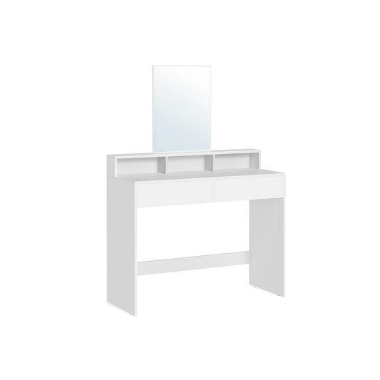 Dressing Table with Large Mirror, Vanity Table with 2 Drawers and 3 Compartments