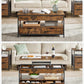 Rustic Brown Lift Top Coffee Table with Hidden Storage and Drawers