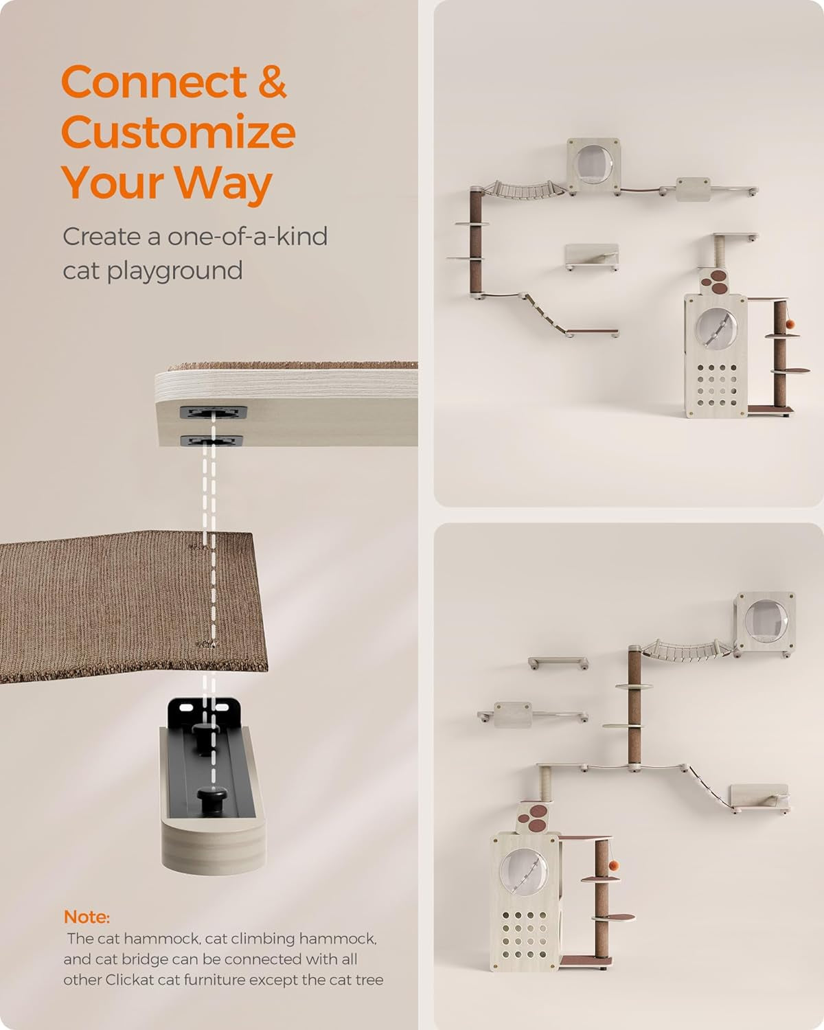 Clickat Planet - Cat Wall Furniture, Set of 10, Cat Tree, Scratching Post