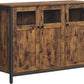 Industrial Style Sideboard, Buffet Table, Storage Cabinet with Glass Doors