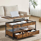 Rustic Brown Lift Top Coffee Table with Hidden Storage and Drawers