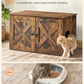 Industrial Style Cat Litter Box Enclosure, Hidden Litter Box Furniture with Removable Divider