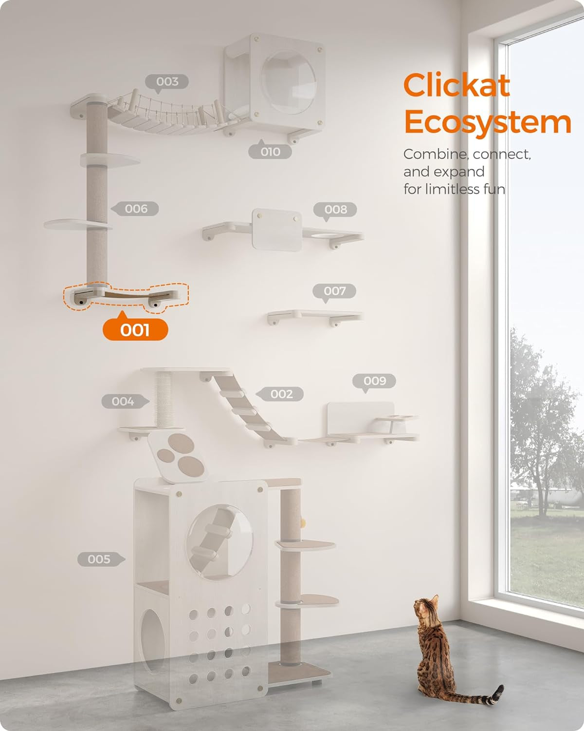 Clickat Cat Hammock, Wall-Mounted Cat Hammock Bed