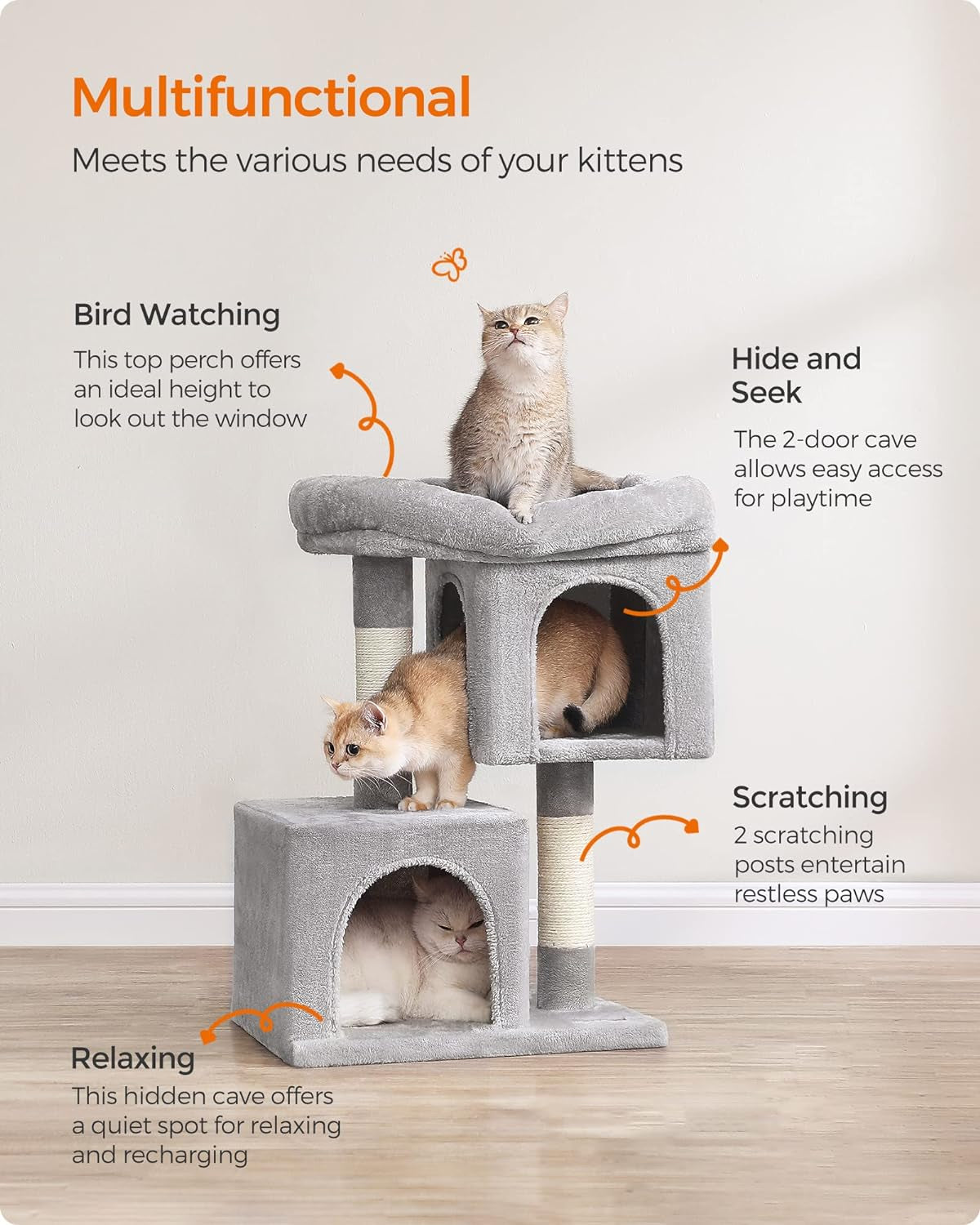 Cat Tree, 67 Cm Cat Tower, S, Cat Condo for Kittens up to 3 Kg