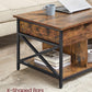 Rustic Brown Lift-Top Coffee Table with Hidden Storage and X-Shaped Bars