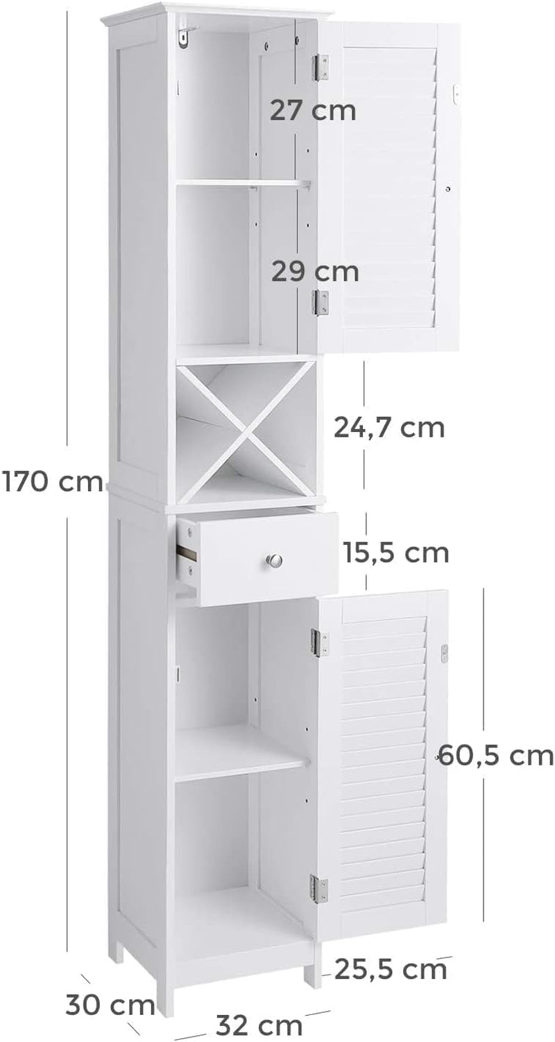  Bathroom Column Storage Cabinet Tall Cabinet with Louvered Doors