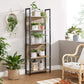 Industrial Style Greige Bookshelf with 5 Shelves