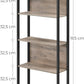 Industrial Style Greige Bookshelf with 5 Shelves