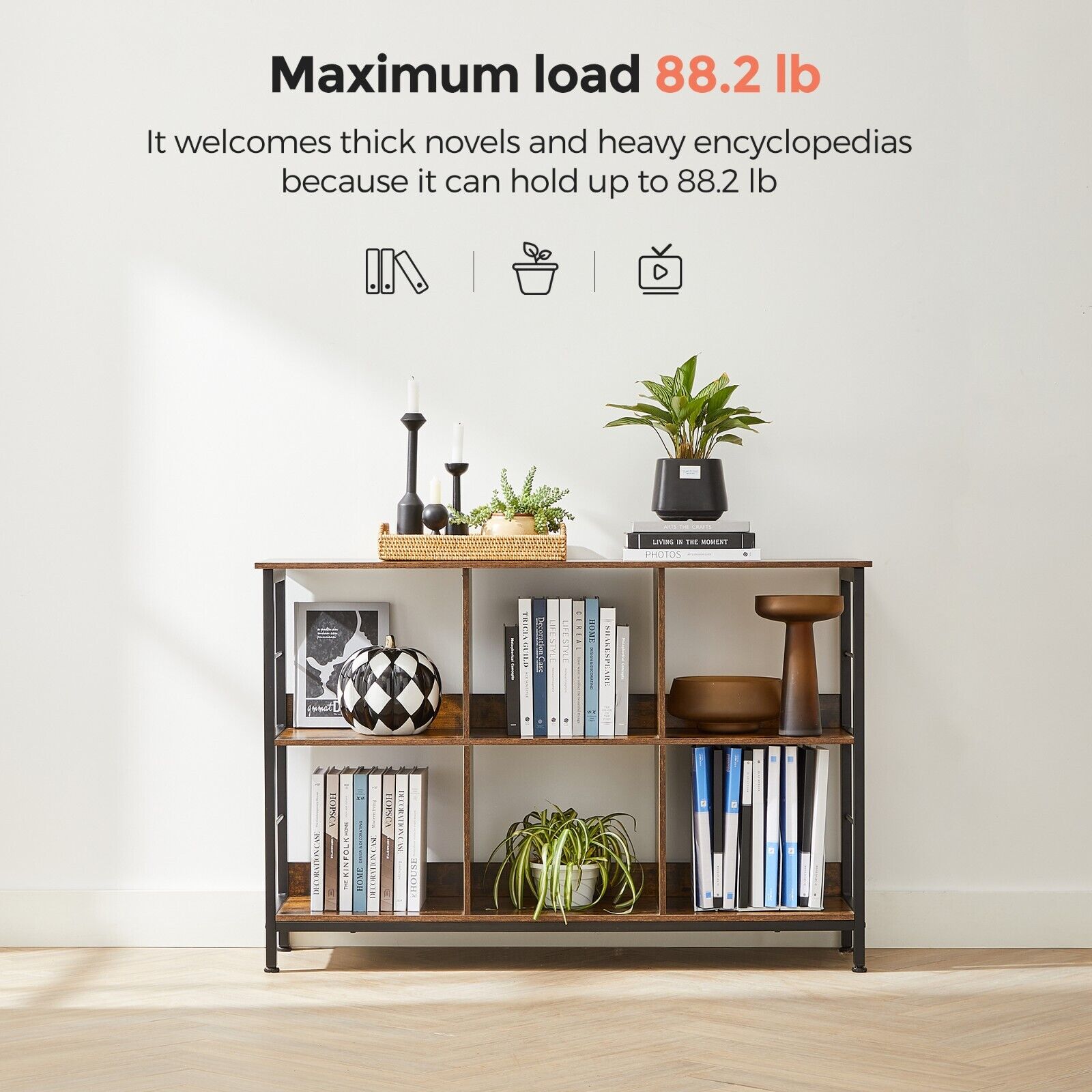 Industrial Style Bookshelf Bookcase Shelving Unit Console Table Rustic Brown Black