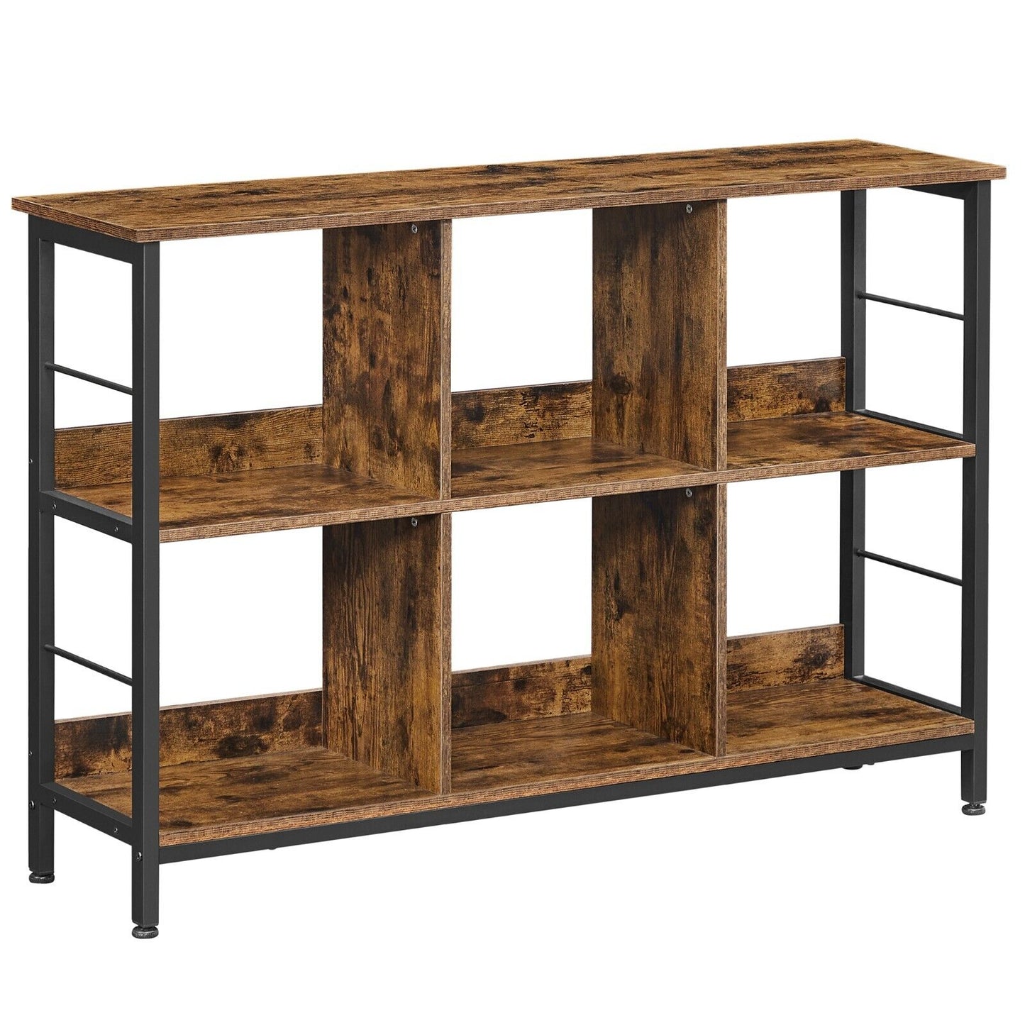 Industrial Style Bookshelf Bookcase Shelving Unit Console Table Rustic Brown Black