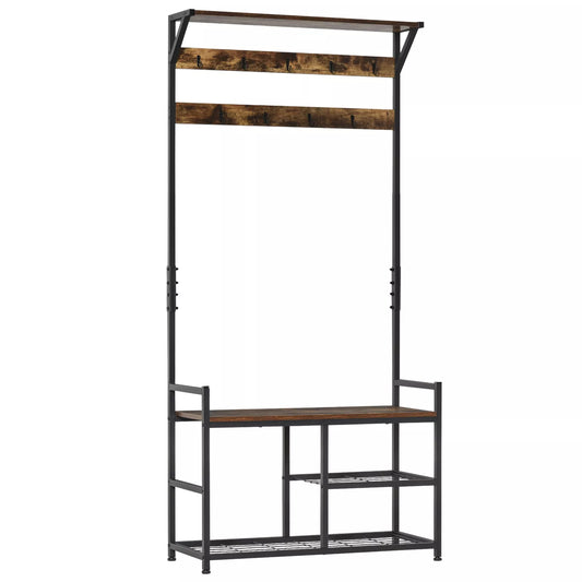 Coat Rack Stand Shoe Storage Bench for Bedroom Entryway Livingroom