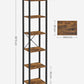 Industrial Style 6-Tier Bookshelf Bookcase Shelving Unit Industrial Rustic Brown Black