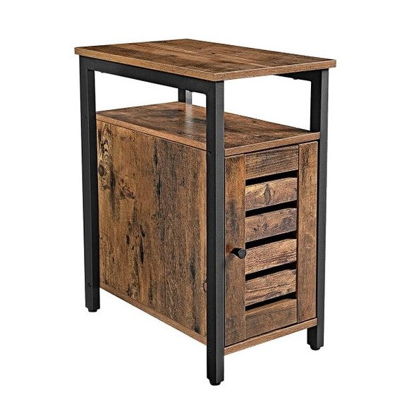 Industrial Style Side Table with Cabinet