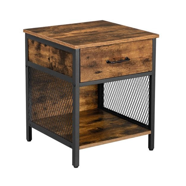 Industrial Style Open Compartment Nightstand