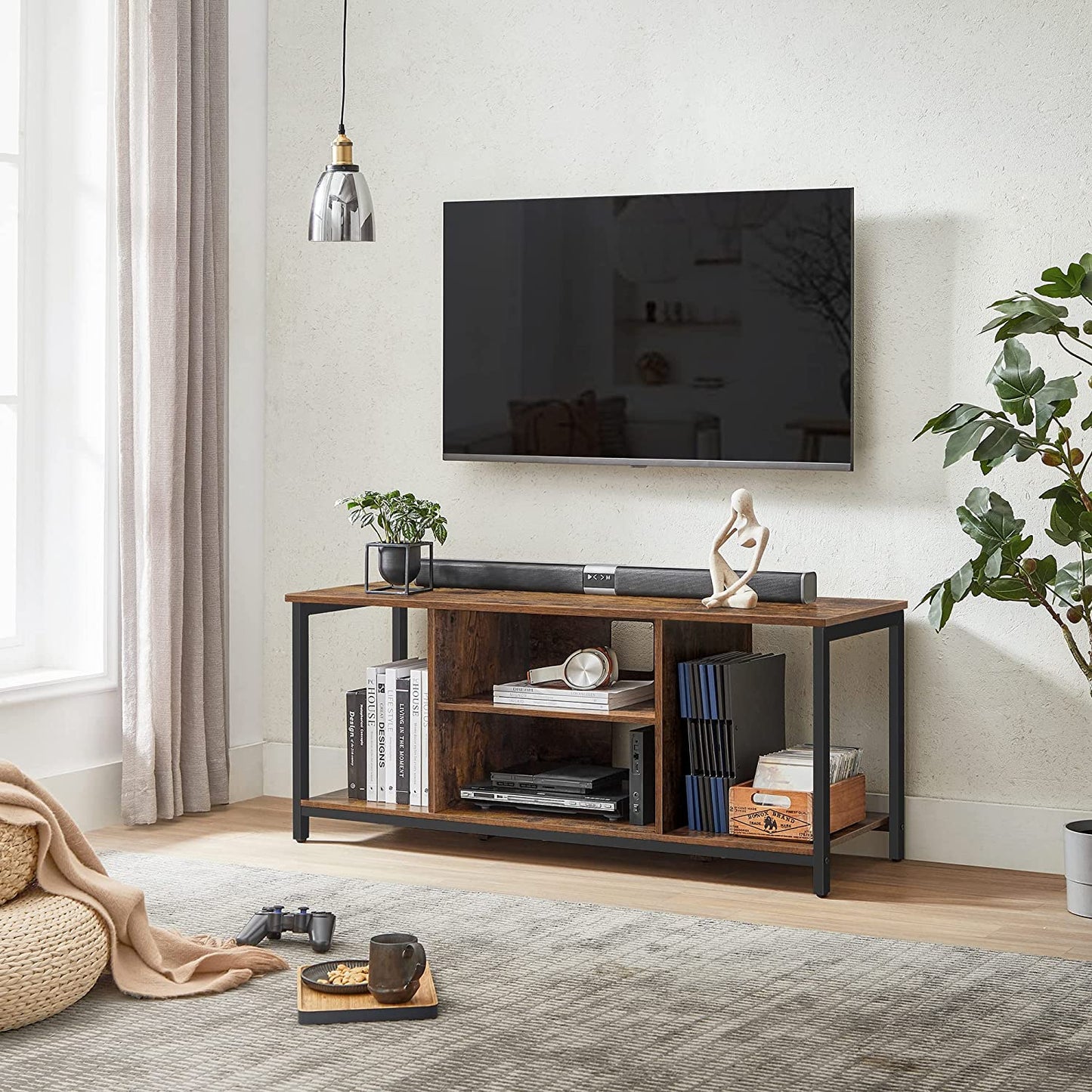 TV Stand for TV up to 55 Inches, TV Cabinet with Open Storage 120 cm