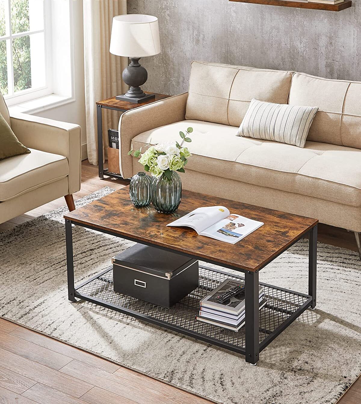 Industrial Stlyle Rustic Brown Coffee Table