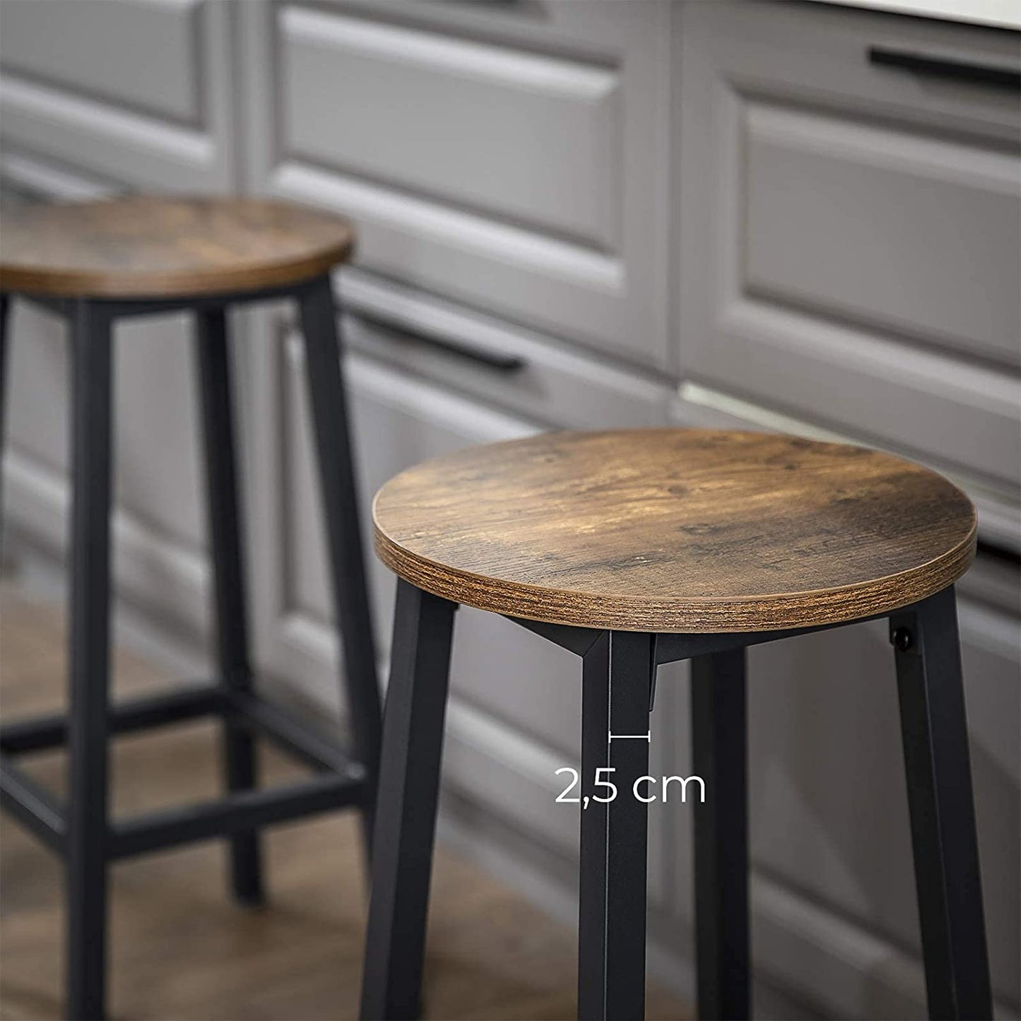 Vintage Set of 2 Bar Stools Tall Kitchen Stools Breakfast High Chair Home