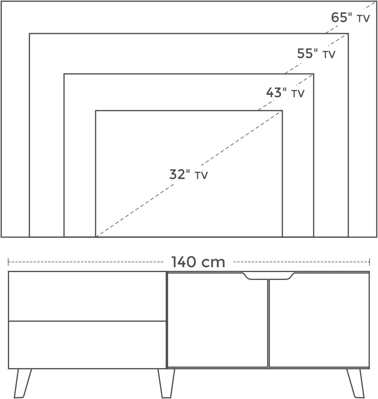 Retro TV Console, TV Stand Cabinet, TV Table with 2 Doors, Adjustable Shelves