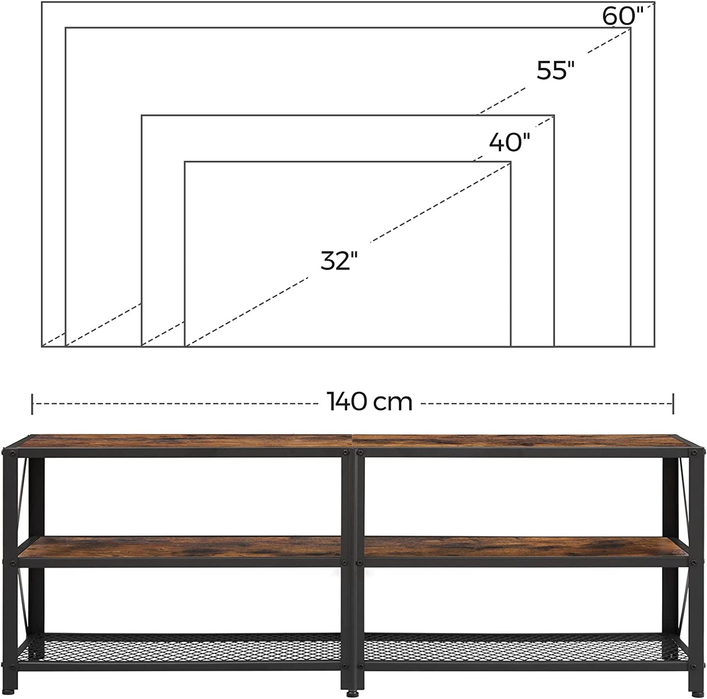 TV Stand TV Table for TV up 60 Inchs with Shelves Steel Frame