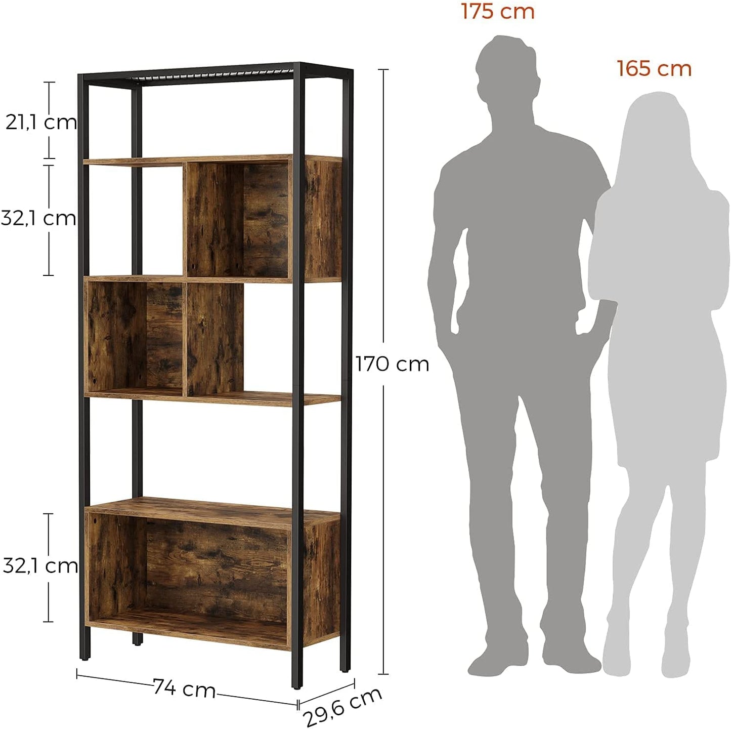 5-Tier Bookshelf Freestanding Bookcase Cube Storage Rack Room Divider