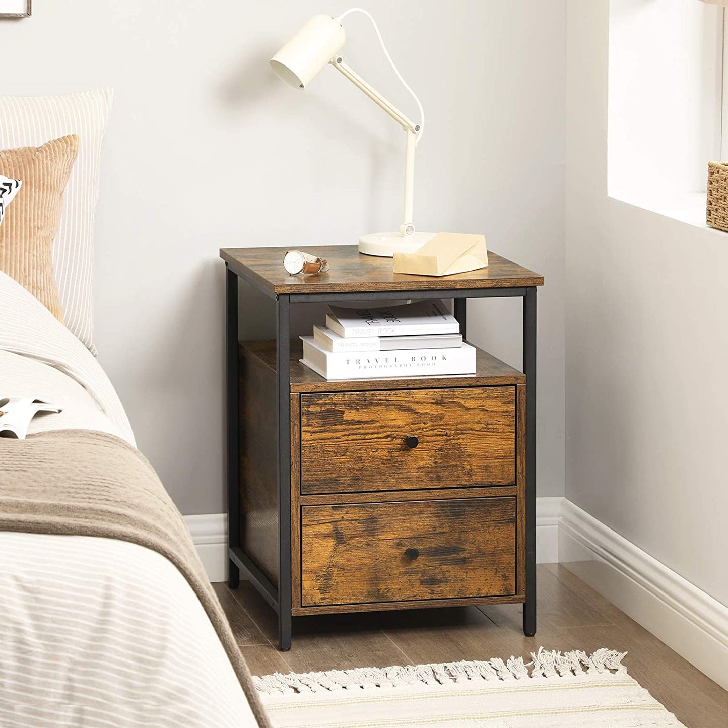 Nightstand, Bedside Table, Side Table, Open Shelf