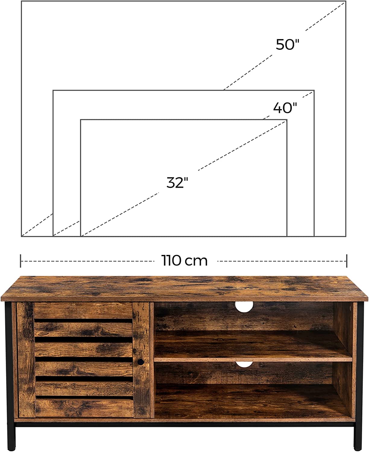 TV Cabinet TV Console TV Stand Cabinet with Louvred Door 2 Shelves