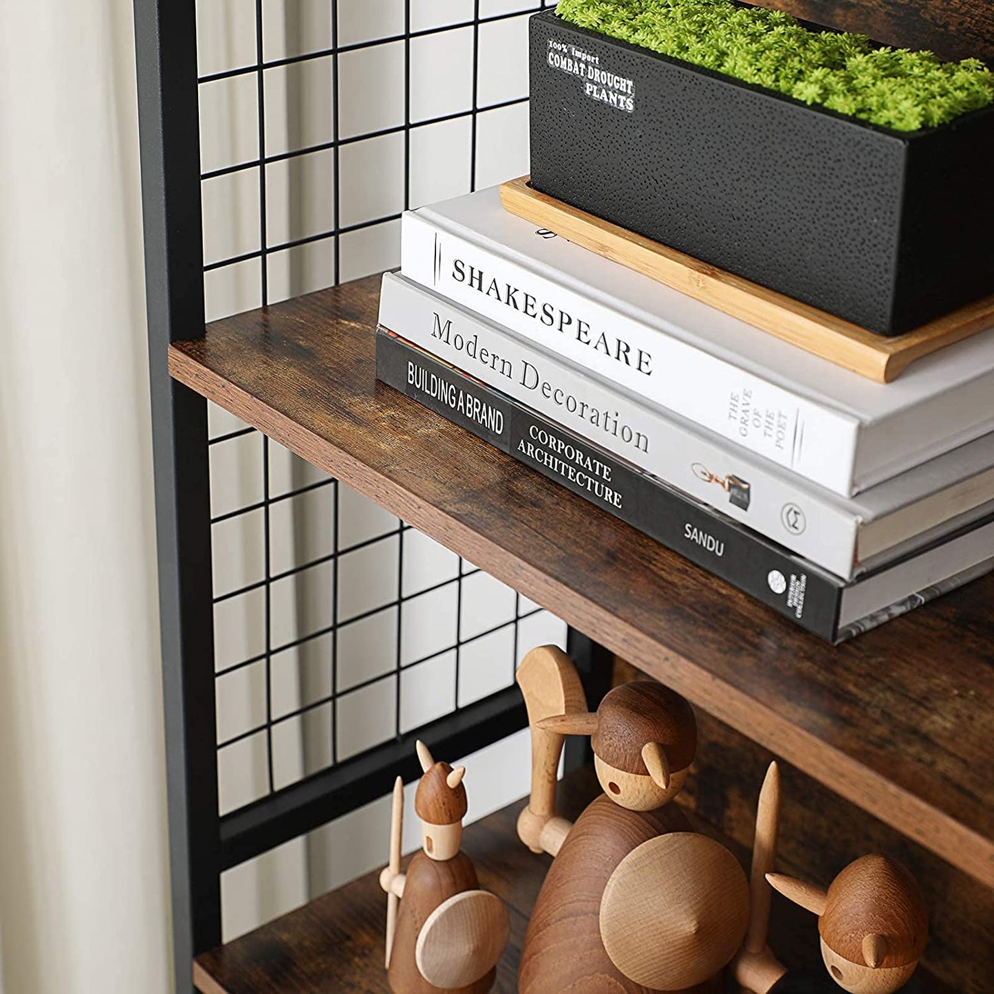 Industrial Style S-Shaped Hooks Bookcase