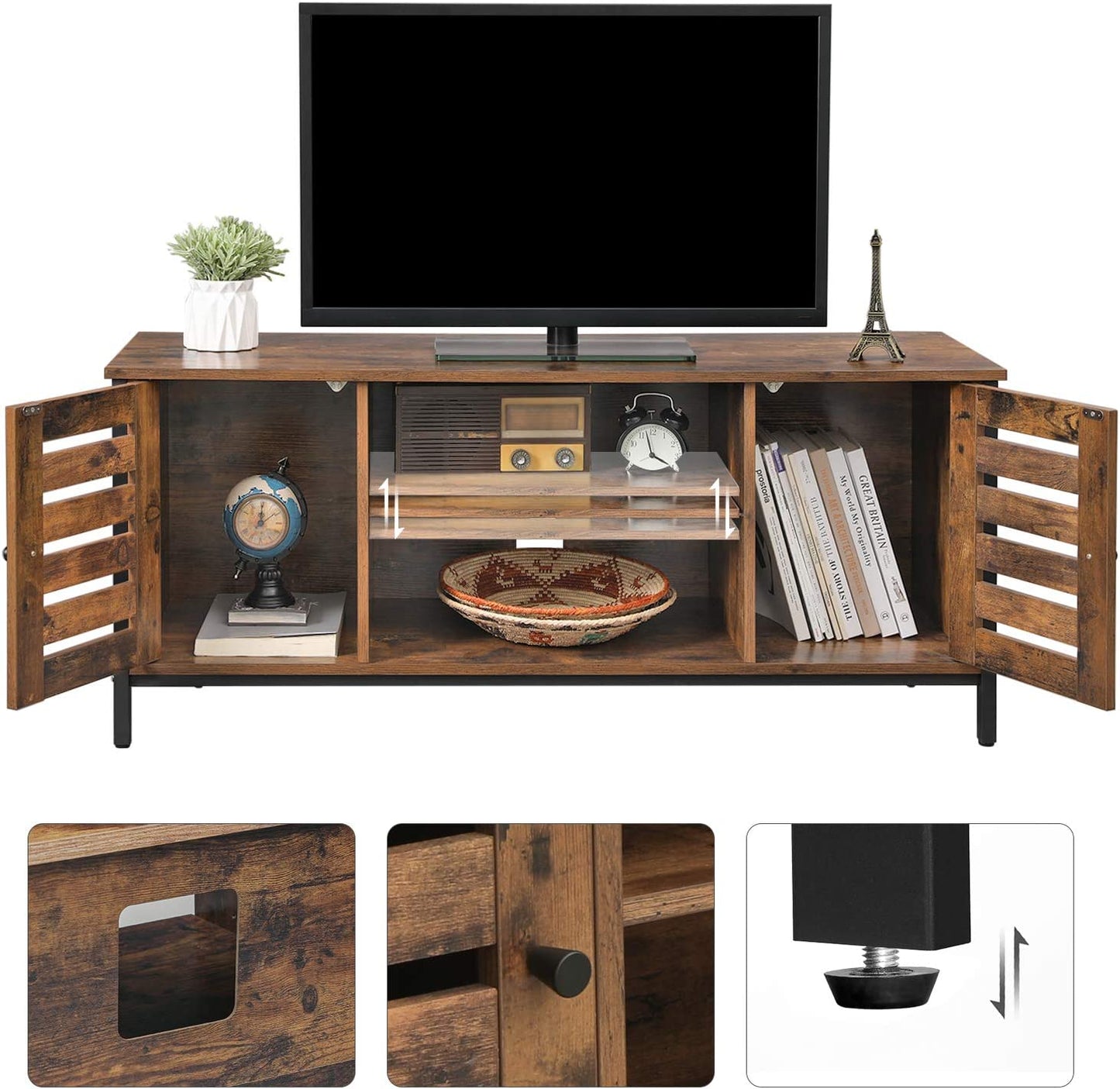 TV Stand TV Console Unit with Shelves Cabinet with Storage Louvered Door