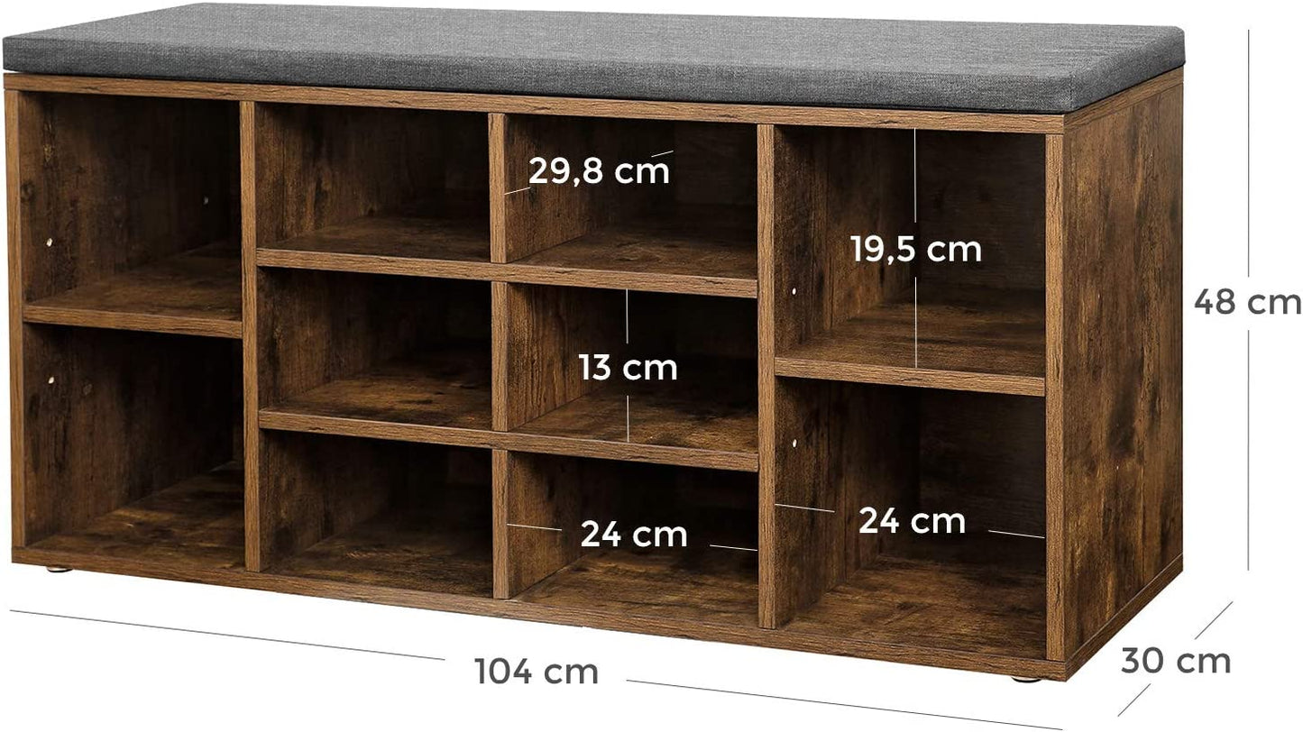 Shoe Bench, Shoe Shelf, Shoe Rack, Storage Cabinet,with Cushion