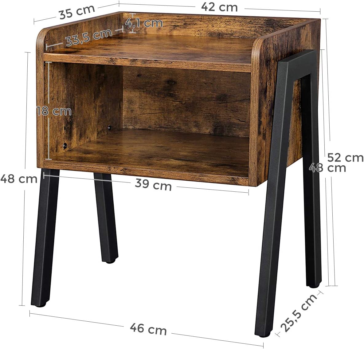 Side Table Nightstand Stackable EndTable with Storage Compartment