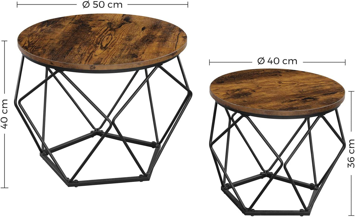 Set of 2 Side Tables, Coffee Tables, Tea Table, Side End Tables, Living Room