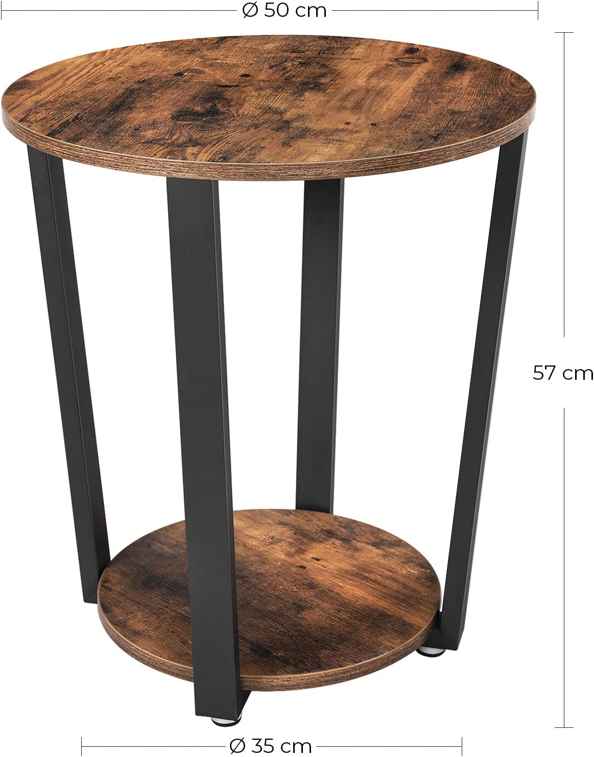 Retro Coffee Table Side Table Round Living Room Furniture Iron Frame