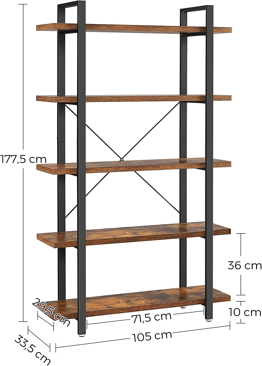 Vintage 5-Layer Bookcase Bookshelf