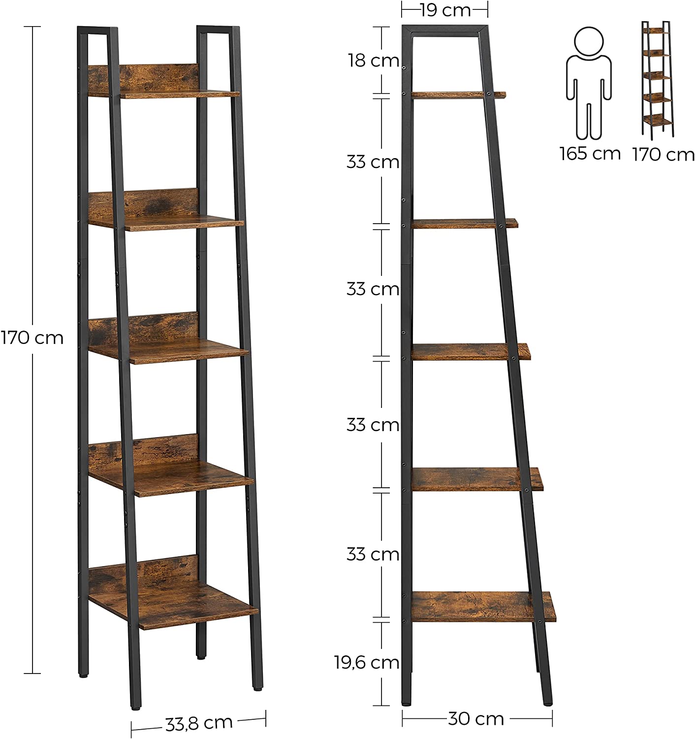 Industrial Style 5-Tier Narrow Storage Shelf