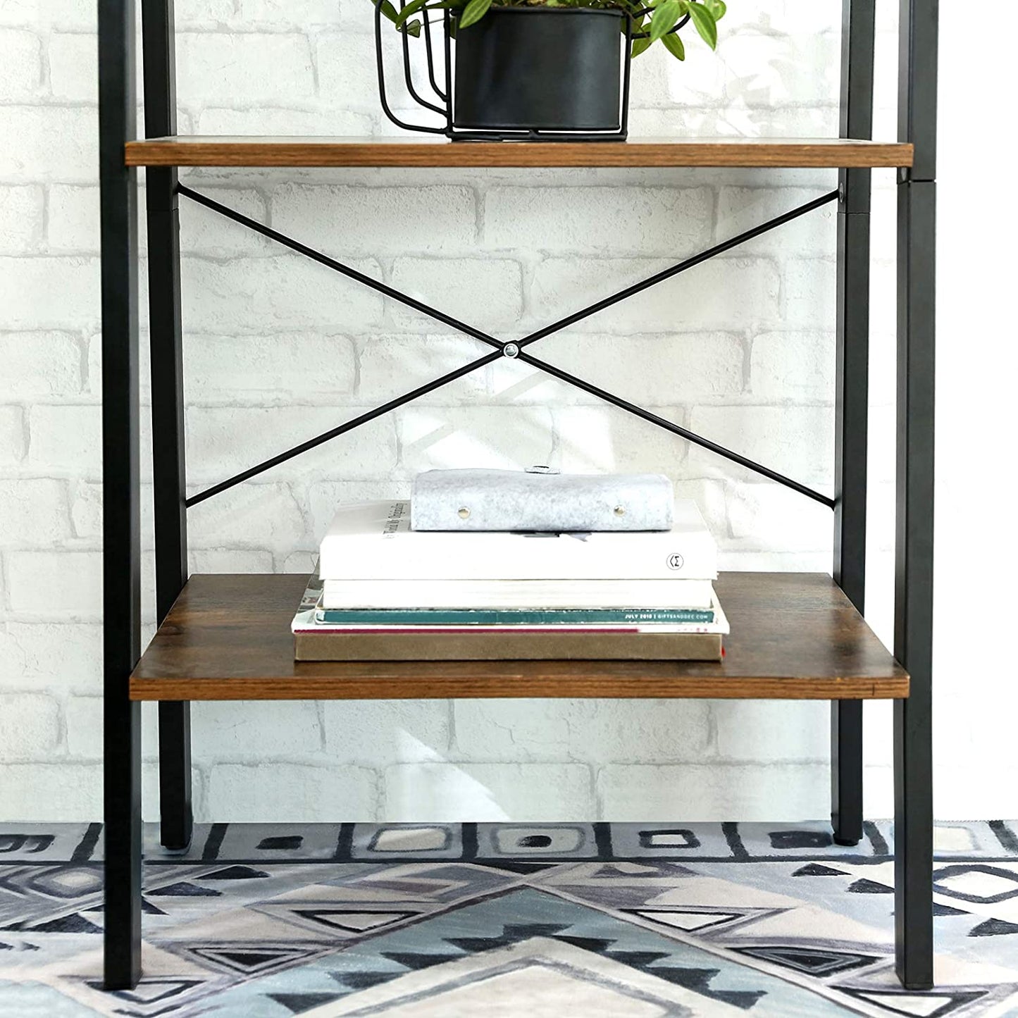 4-Tier Storage Shelves Ladder Bookshelf Industrial Unit Living Room