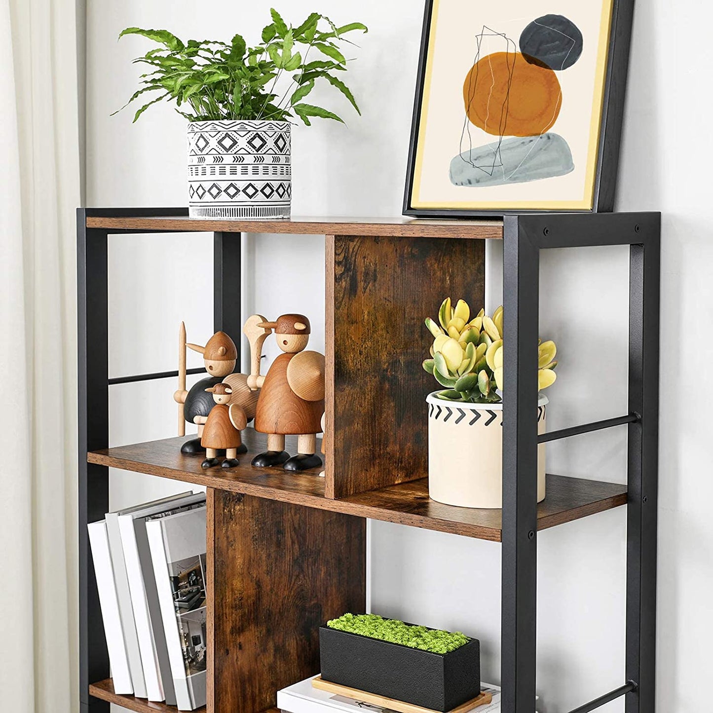 Industrial Style 4 Tier Industrial Bookshelf