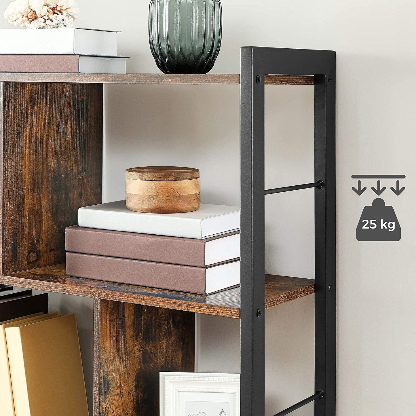 Industrial Style 4 Tier Industrial Bookshelf