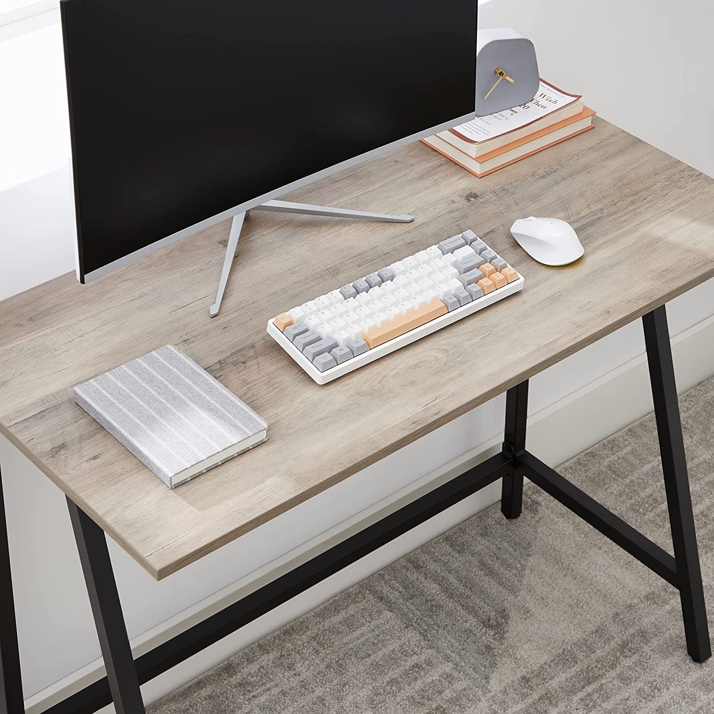 Grey Computer Desk Wooden Writing Laptop Workstation Home Study Office