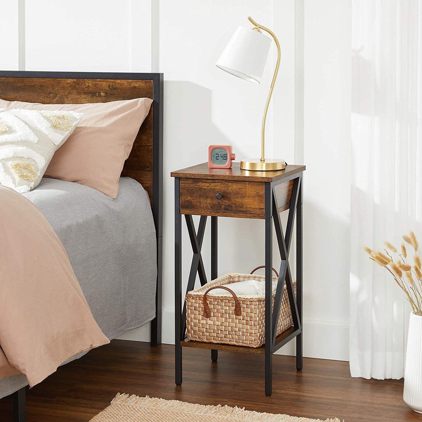 Nightstand, End Table, Tall Bedside Table