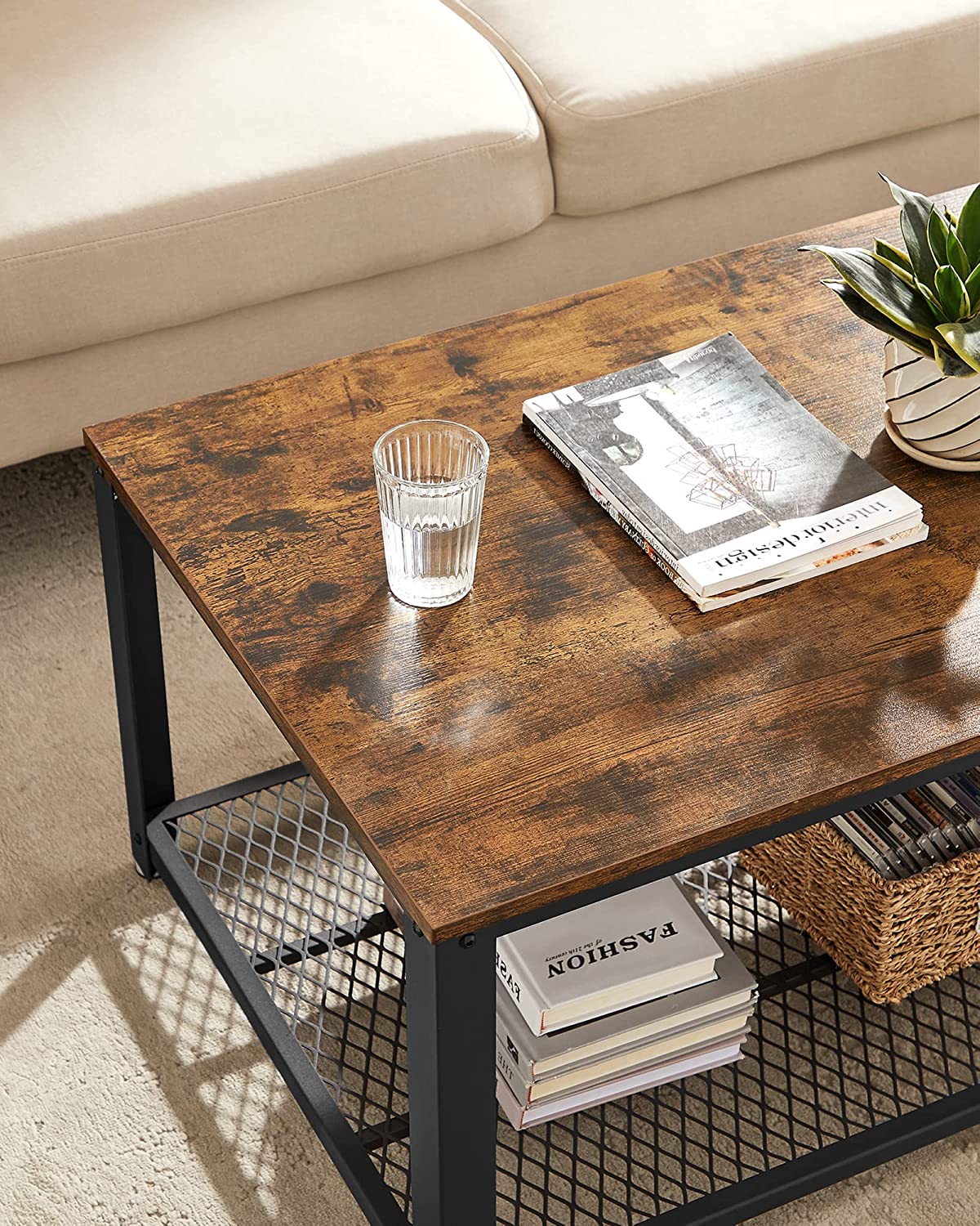 Industrial Stlyle Rustic Brown Coffee Table