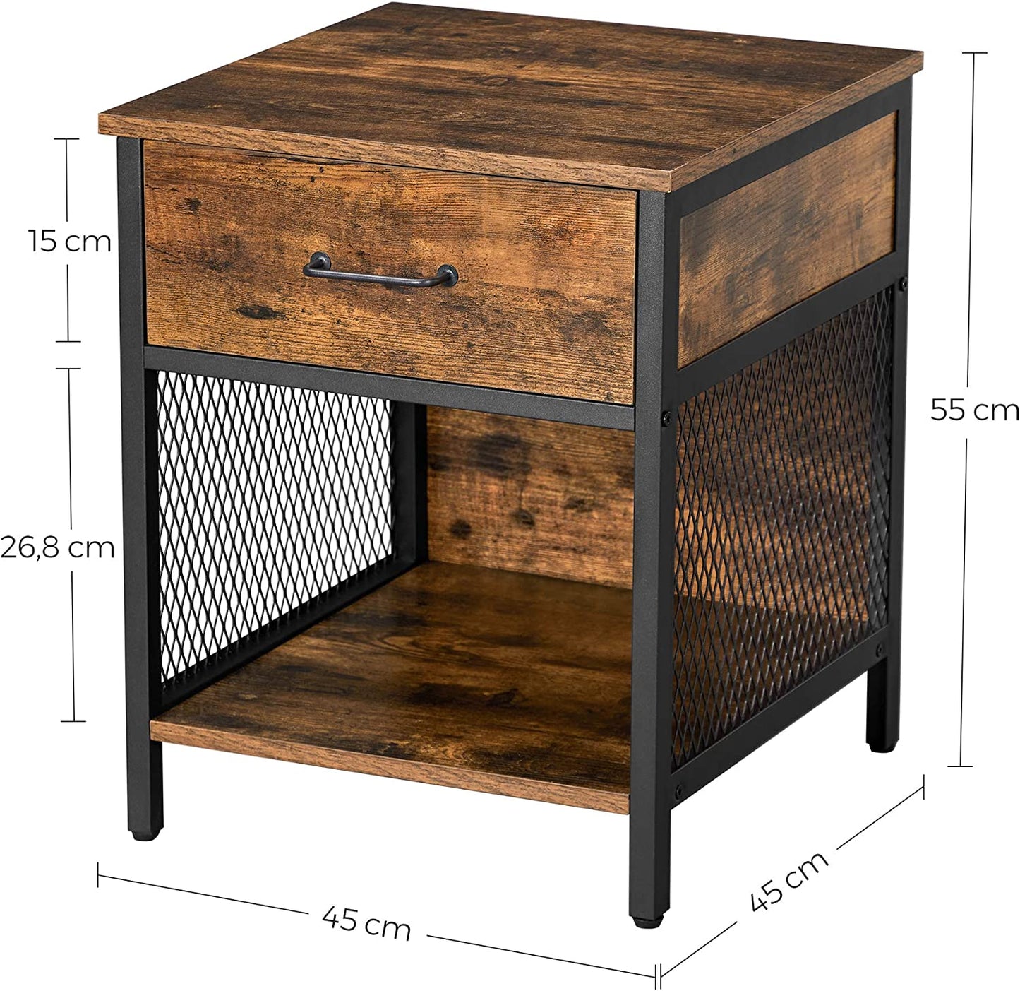 Industrial Style Open Compartment Nightstand