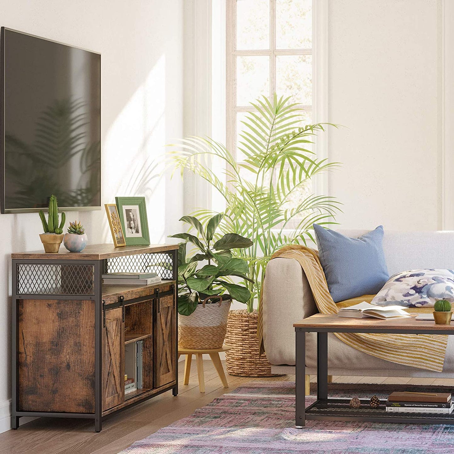 TV Stand Rustic Brown and Black