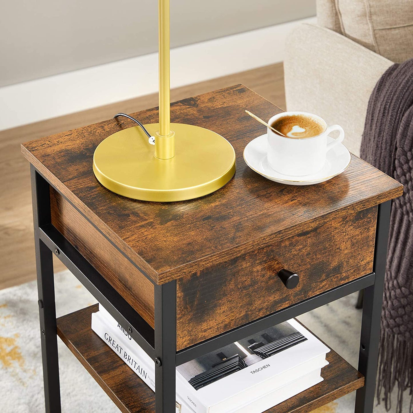 Industrial Style Nightstand End Table Industrial Accent Table