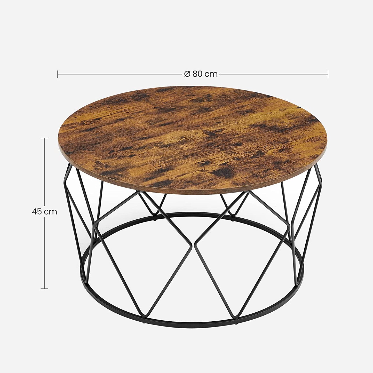 Round Coffee Table, Small Centre Table with Steel Frame