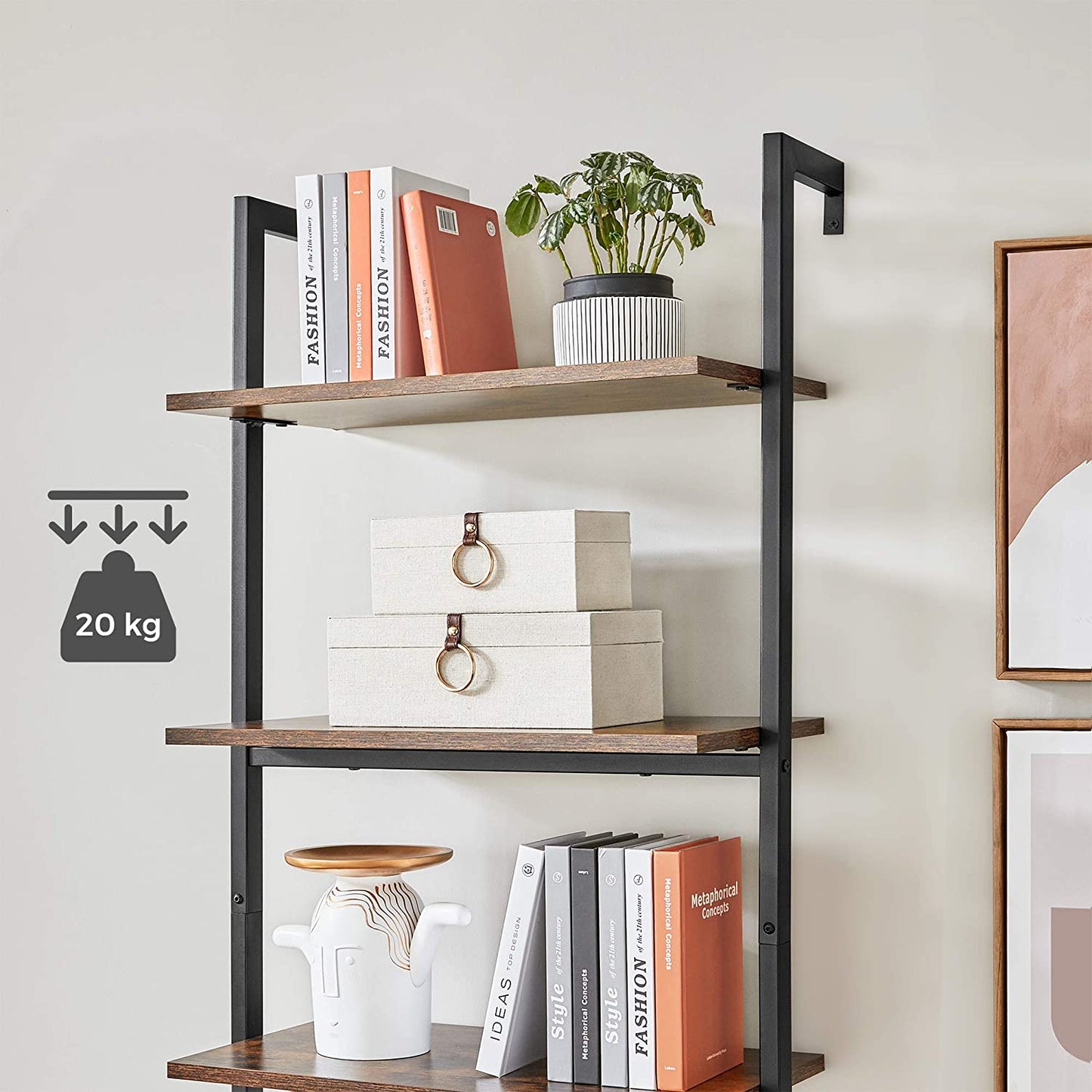 Ladder Shelf, 5-Tier Bookshelf, Wall Shelf for Living Room Office