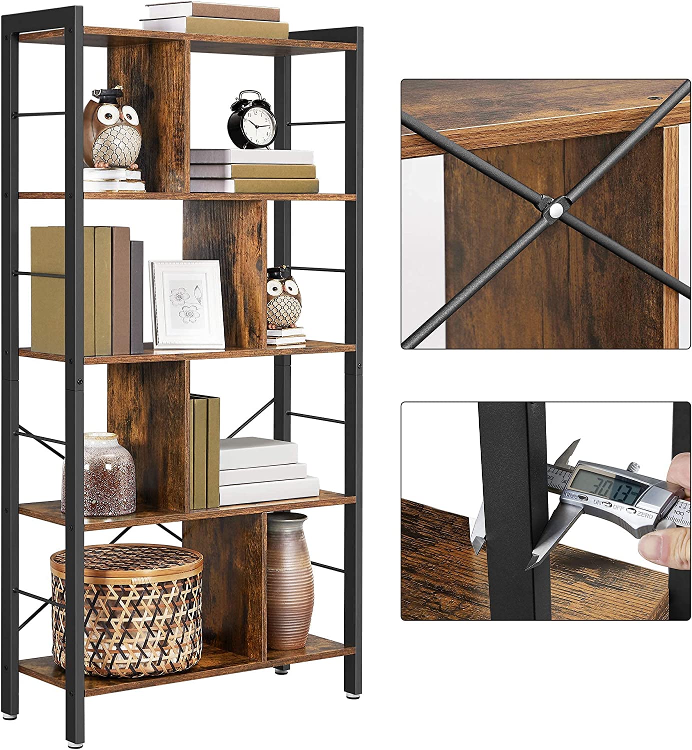 Industrial Style 4 Tier Industrial Bookshelf