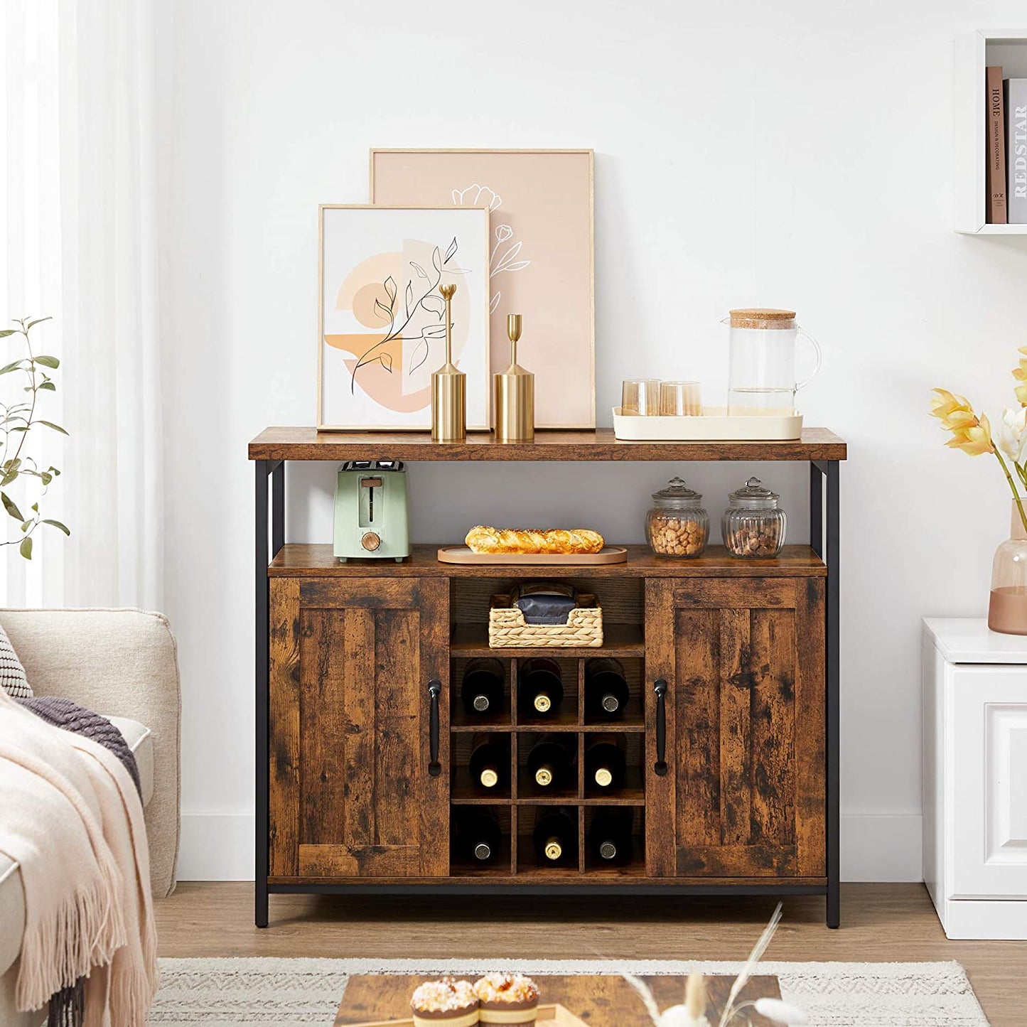 Storage Cabinet Sideboard and Buffet Table with Wine Holder Cupboard