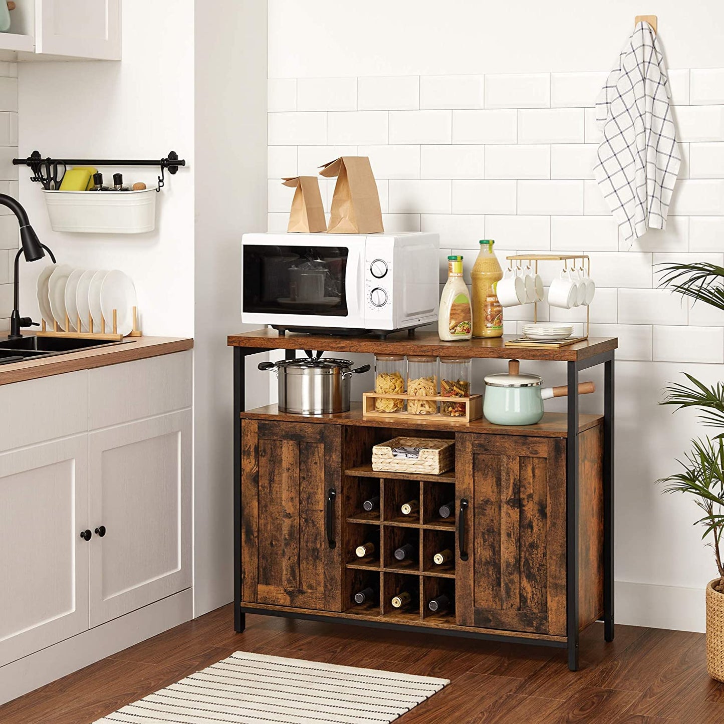 Storage Cabinet Sideboard and Buffet Table with Wine Holder Cupboard